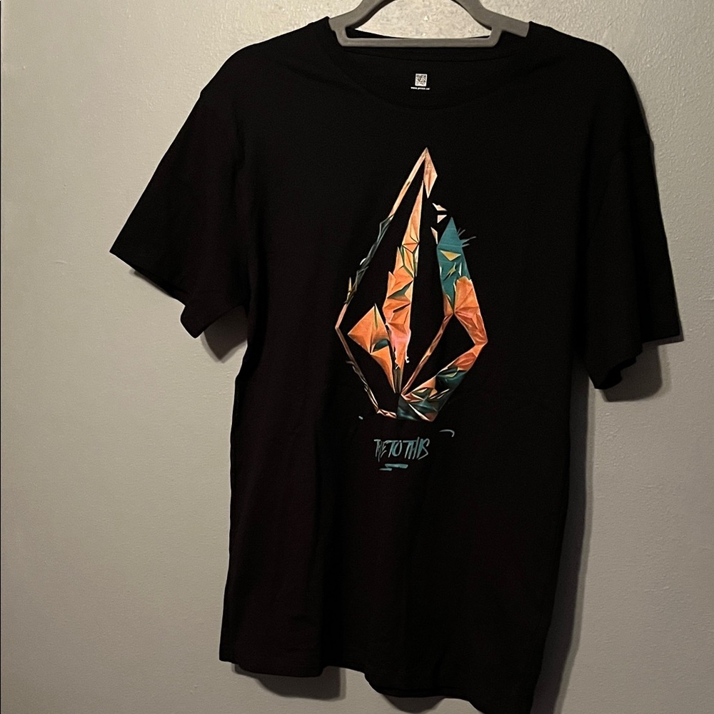 Volcom Black Tee with Geometric Graphic
